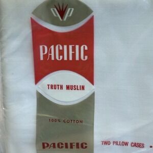 Vintage Pacific Truth Muslin 100% Cotton Pillow Cases Set of 2 NOS Sealed 42x36
